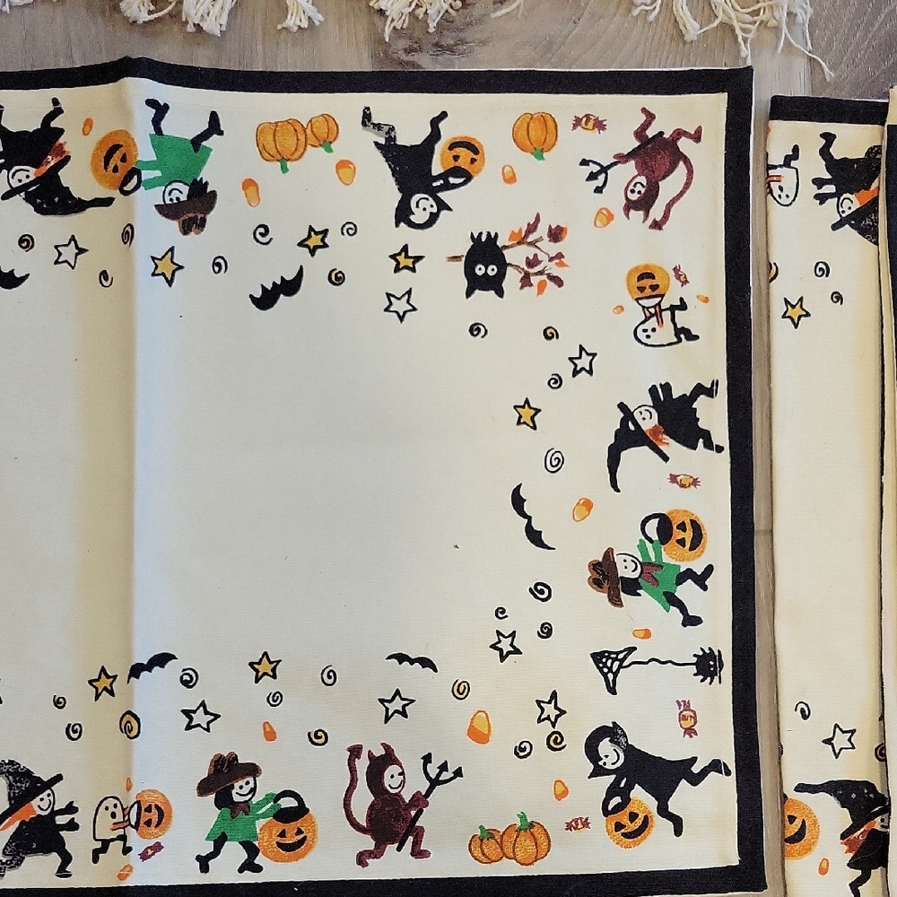 🎃 Halloween Dining Lot:placemats, Napkins, Rug And Table Runner